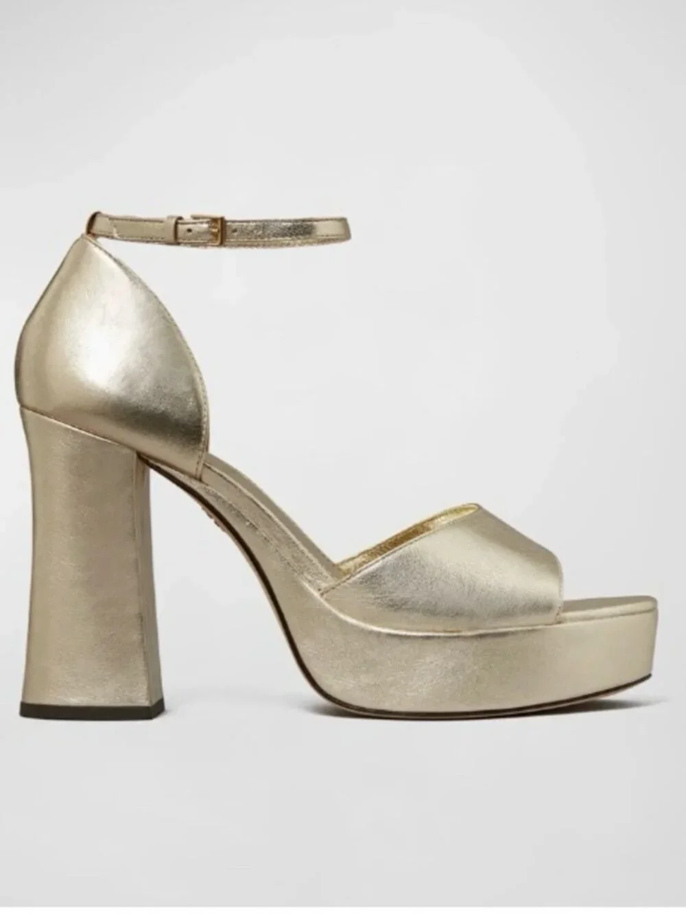Tory Burch Leather Platform Sandal Color: Spark Gold Size: 8